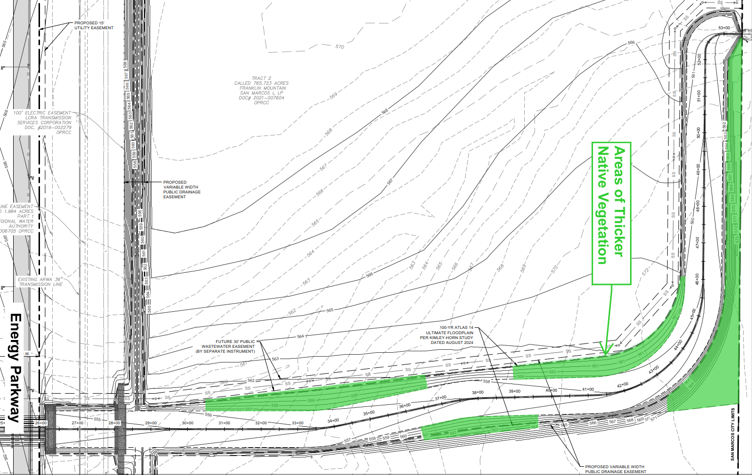 Energy Parkway vegetation and easement engineering plan