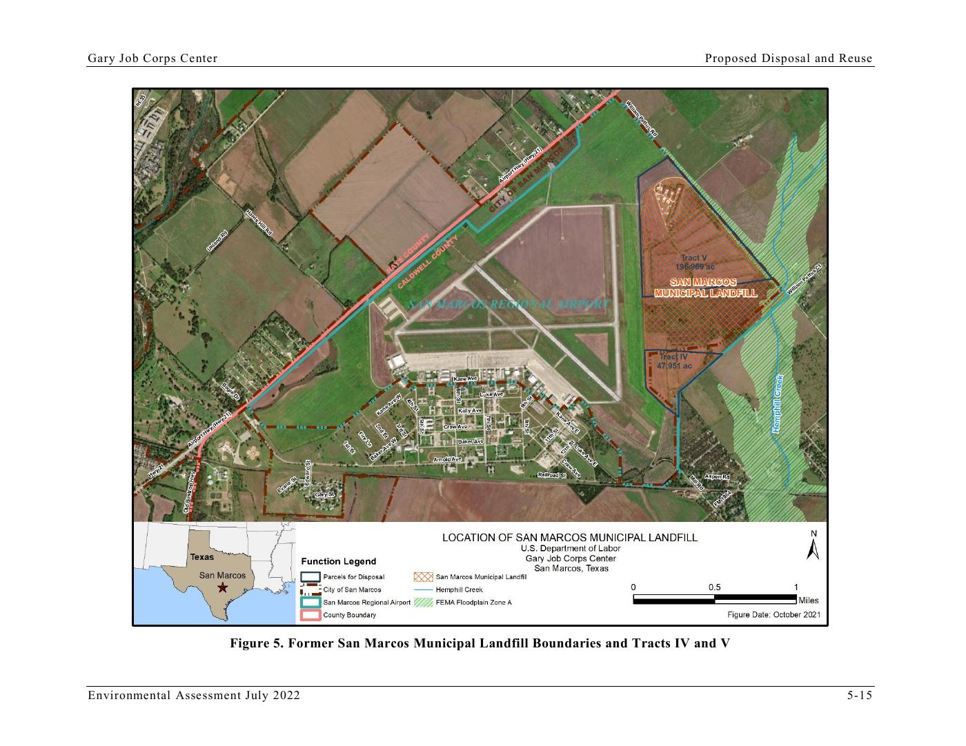 2022 aerial map of former San Marcos Municipal Landfill boundaries
